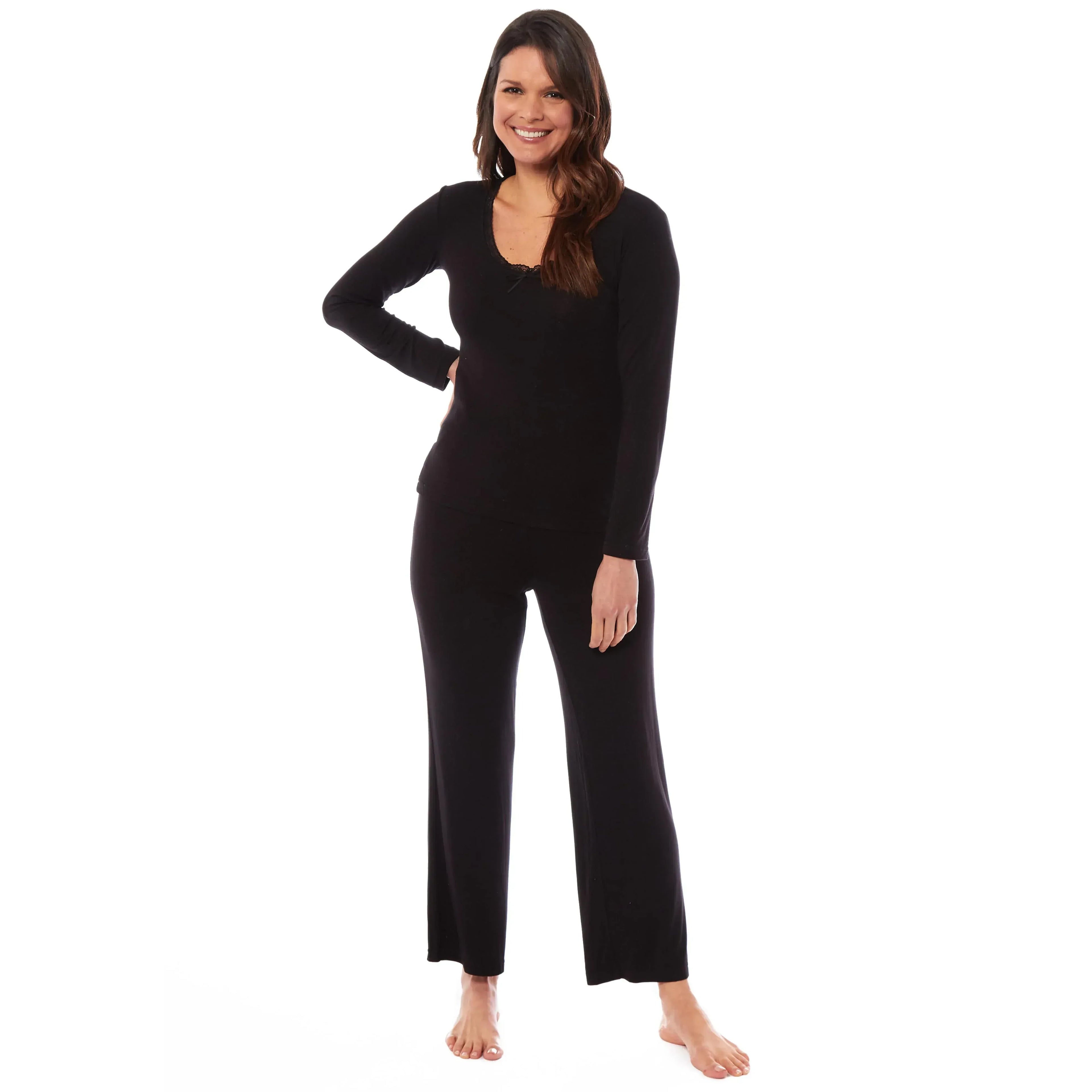 ladies-long-sleeve-pyjama-set-ultra-soft-viscose-spandex-black-green-cozy-stretch-fit-nightwear-uk-sizes-8-22-by-daisy-dreamer-small-uk-8-10-black-pyjamas-1052974173 - Bobobiy