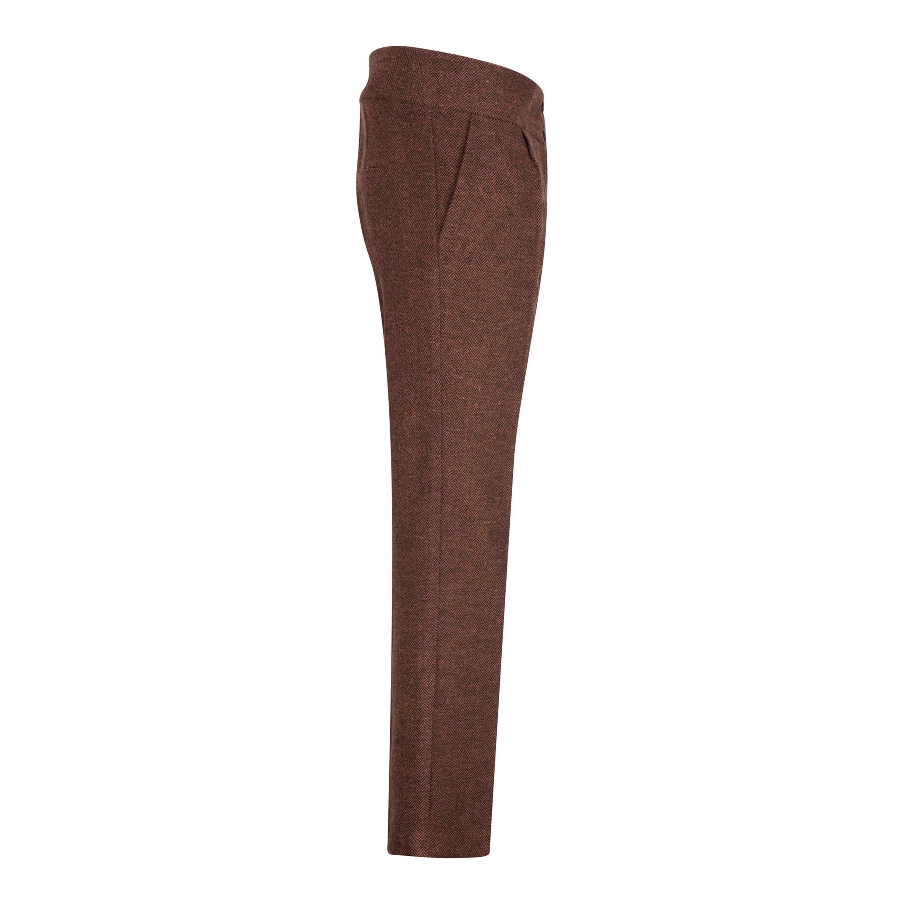 WS-12 - Women's Tweed Suit Blazer Trousers Waistcoat Herringbone Wool Rust Brown