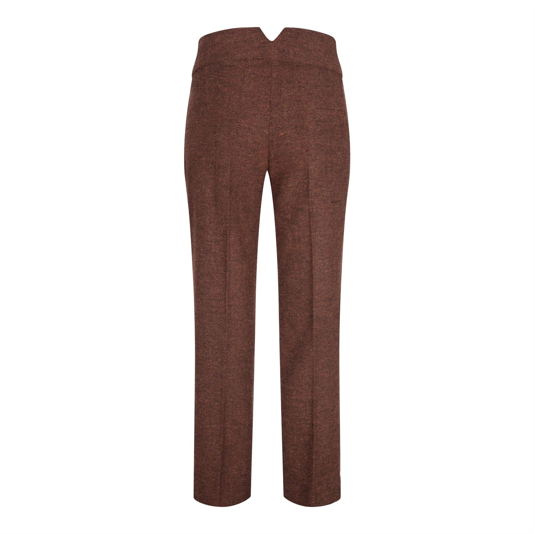 WS-12 - Women's Tweed Suit Blazer Trousers Waistcoat Herringbone Wool Rust Brown