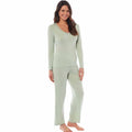ladies-ultra-soft-long-sleeve-pyjama-set-stretch-fit-black-green-cozy-all-seasons-loungewear-viscose-spandex-women-s-nightwear-uk-sizes-8-22-by-daisy-dreamer-small-uk-8-10-sage-green - Bobobiy