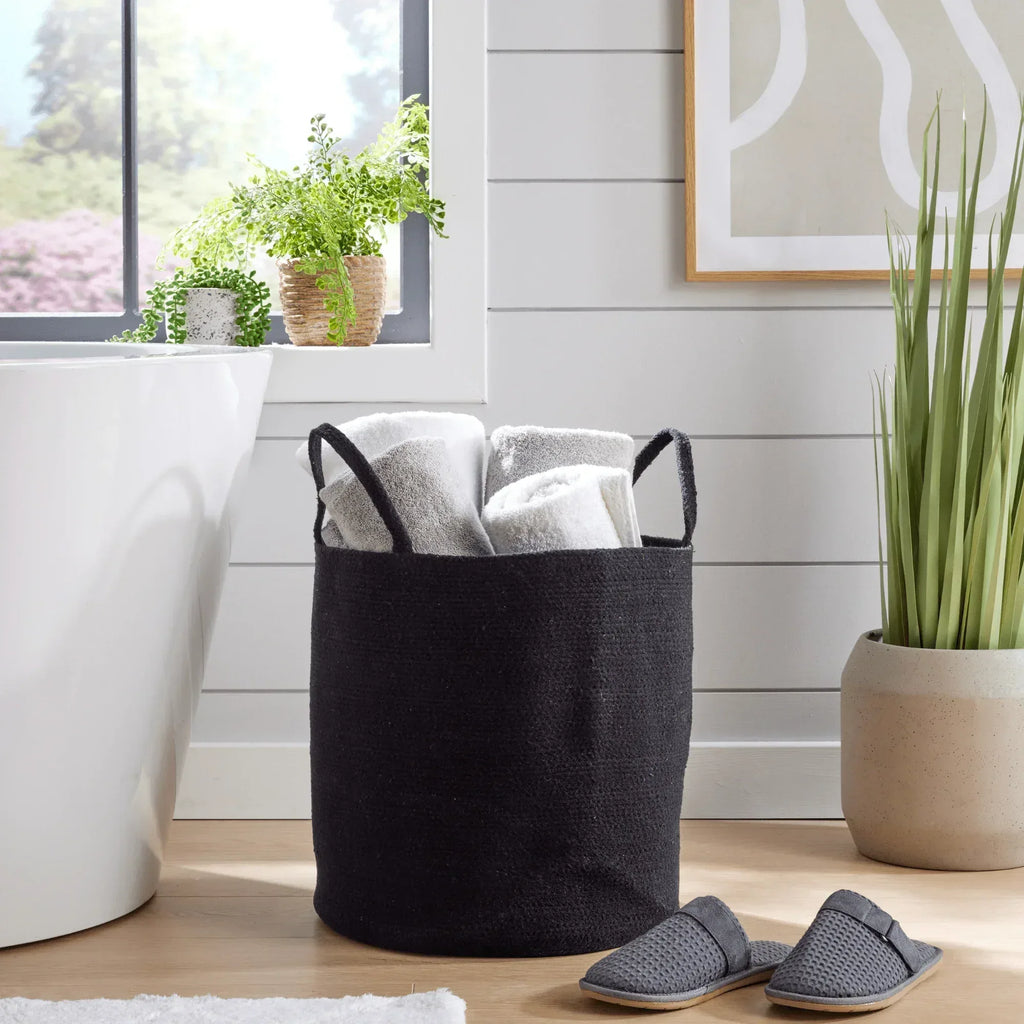 large-woven-cotton-laundry-basket-with-handles-durable-rope-storage-bin-for-clothes-toys-household-items-versatile-organizer-in-black-grey-natural-olivia-rocco-black-laundry-basktets - Bobobiy