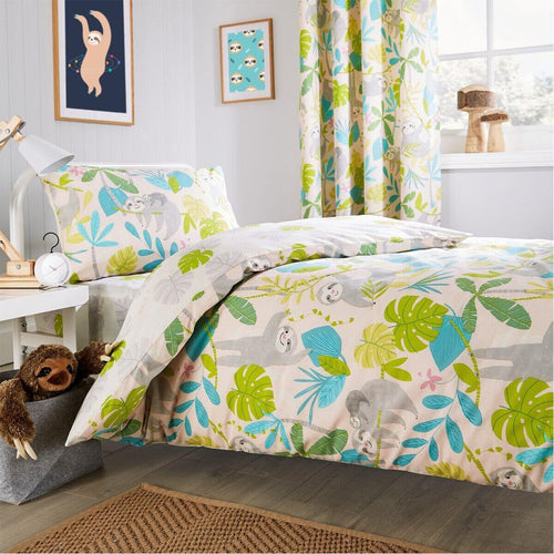 lazy-sloth-kids-duvet-set-soft-cotton-blend-bedding-with-pillowcase-and-matching-curtains-oeko-tex-certified-available-in-single-and-double-sizes-by-olivia-rocco-single-duvet-set-duve - Bobobiy