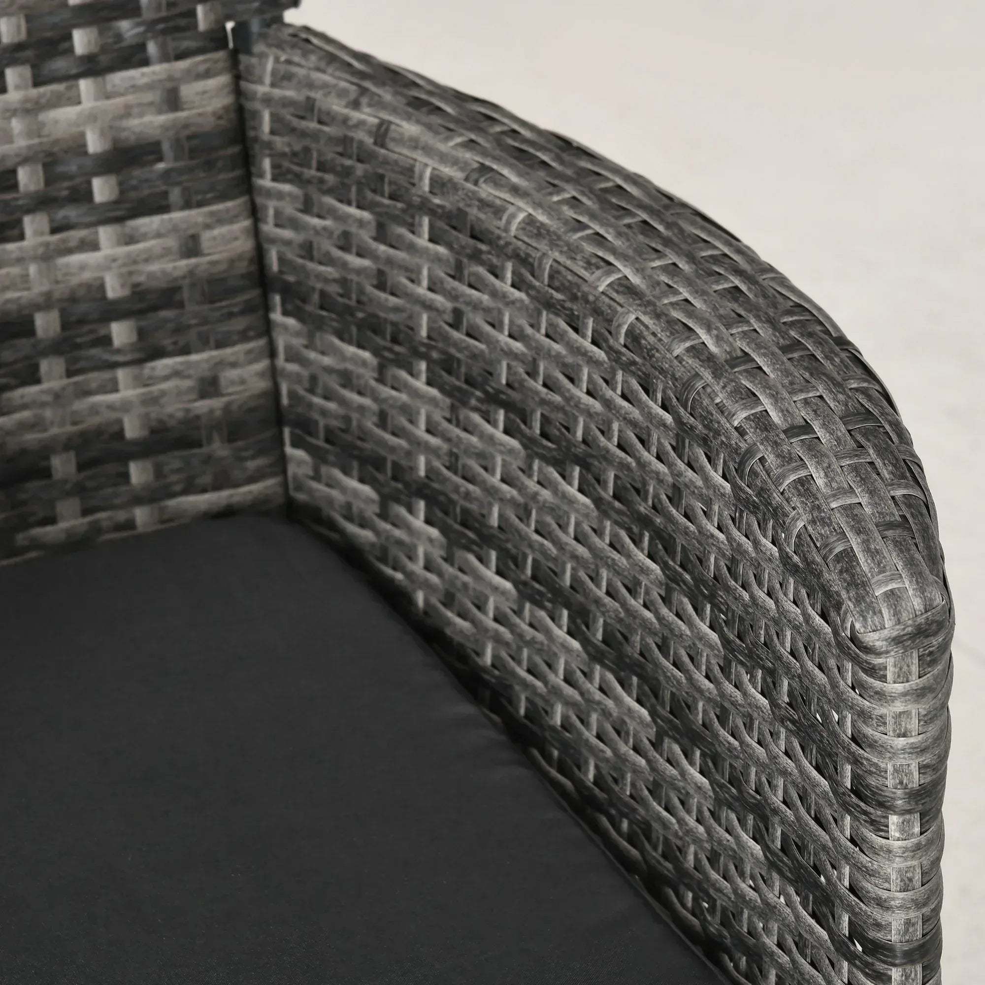 3 Pieces Rattan Bistro Set, Wicker Garden Furniture Set with 2-Tier Coffee Table and Chairs, Washable Cushions, for Outdoor Patio Balcony, Mixed Grey - Bobobiy