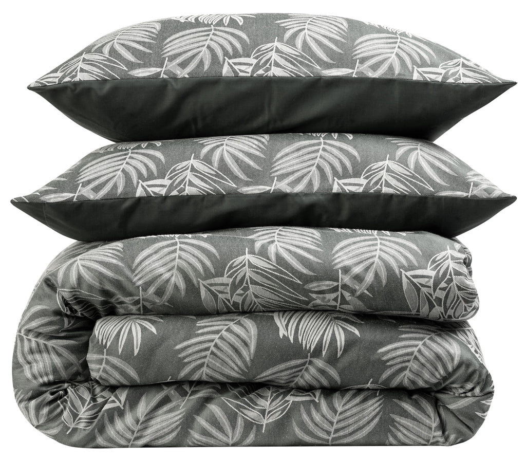 Leaf Jacquard Reversible Duvet Cover Sets in Grey and Pink with Cotton Blend for Ultimate Comfort Eco-Friendly Bedding in King Queen Double Single Sizes