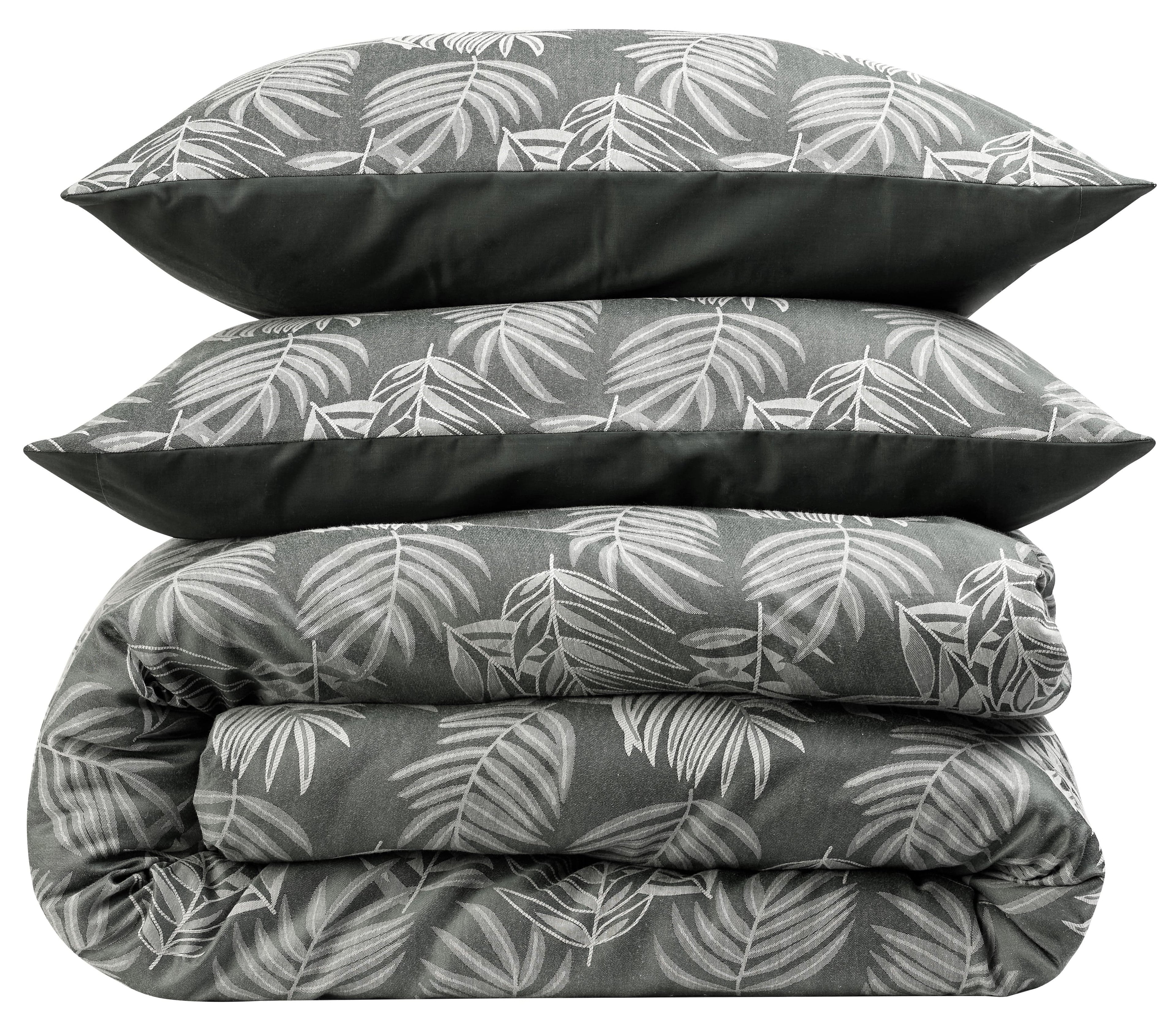 Leaf Jacquard Reversible Duvet Cover Sets in Grey and Pink with Cotton Blend for Ultimate Comfort Eco-Friendly Bedding in King Queen Double Single Sizes
