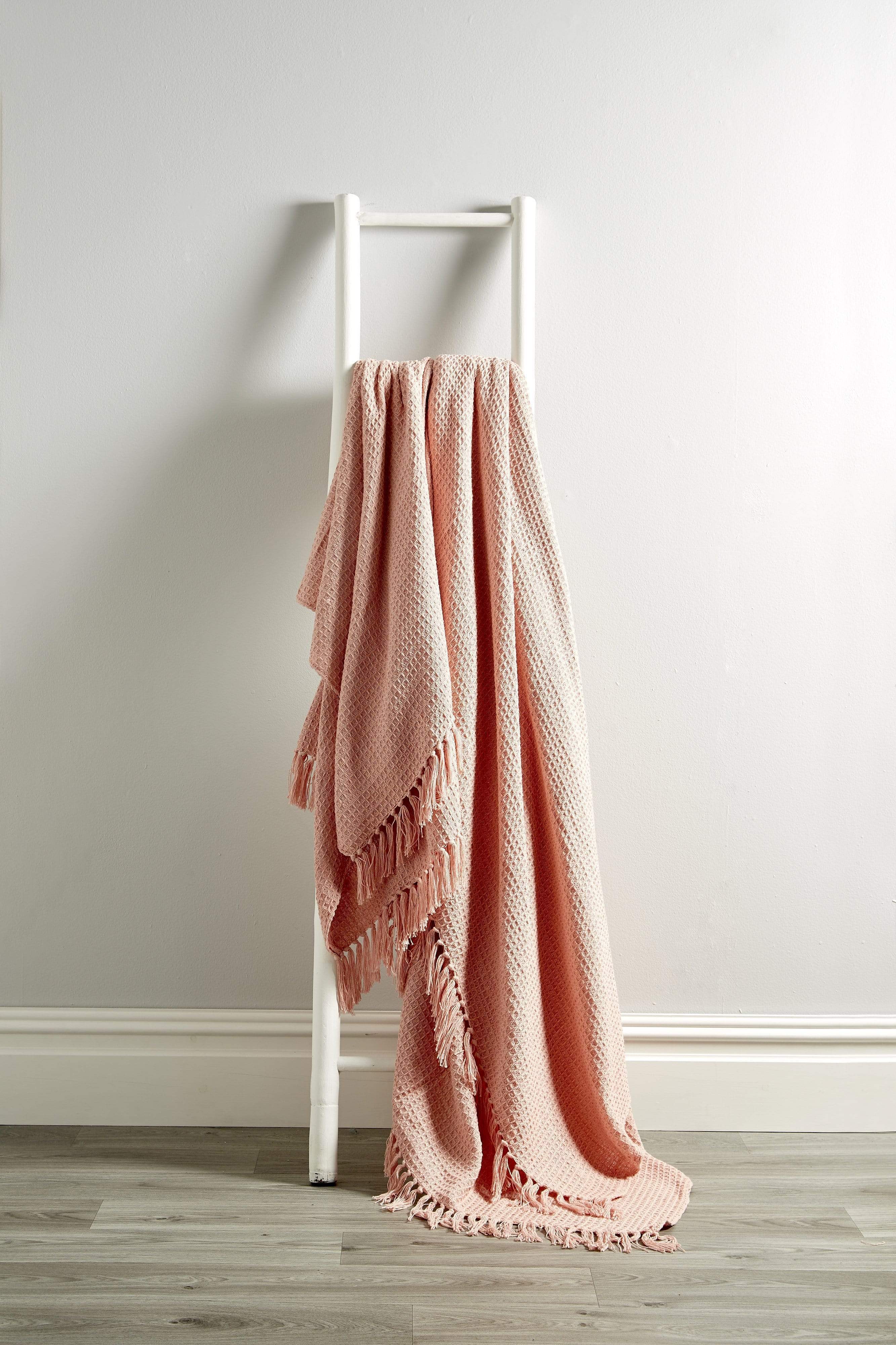 Lisbon Pure Indian Cotton Handwoven Honeycomb Throw Blanket Luxurious Soft Lightweight Easycare Cover for Sofa Bed or Living Room Available in 10 Colours and Sizes