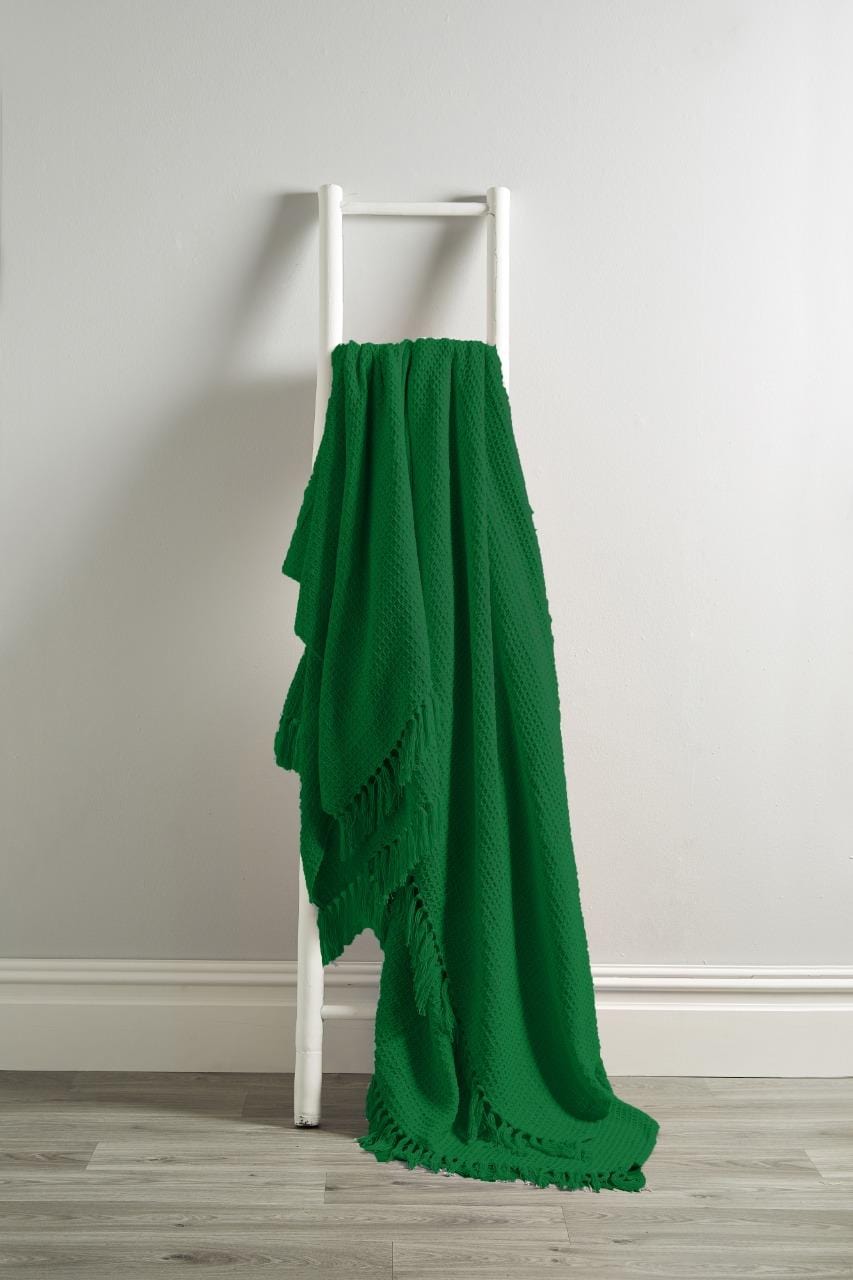 Lisbon Pure Indian Cotton Handwoven Honeycomb Throw Blanket Luxurious Soft Lightweight Easycare Cover for Sofa Bed or Living Room Available in 10 Colours and Sizes