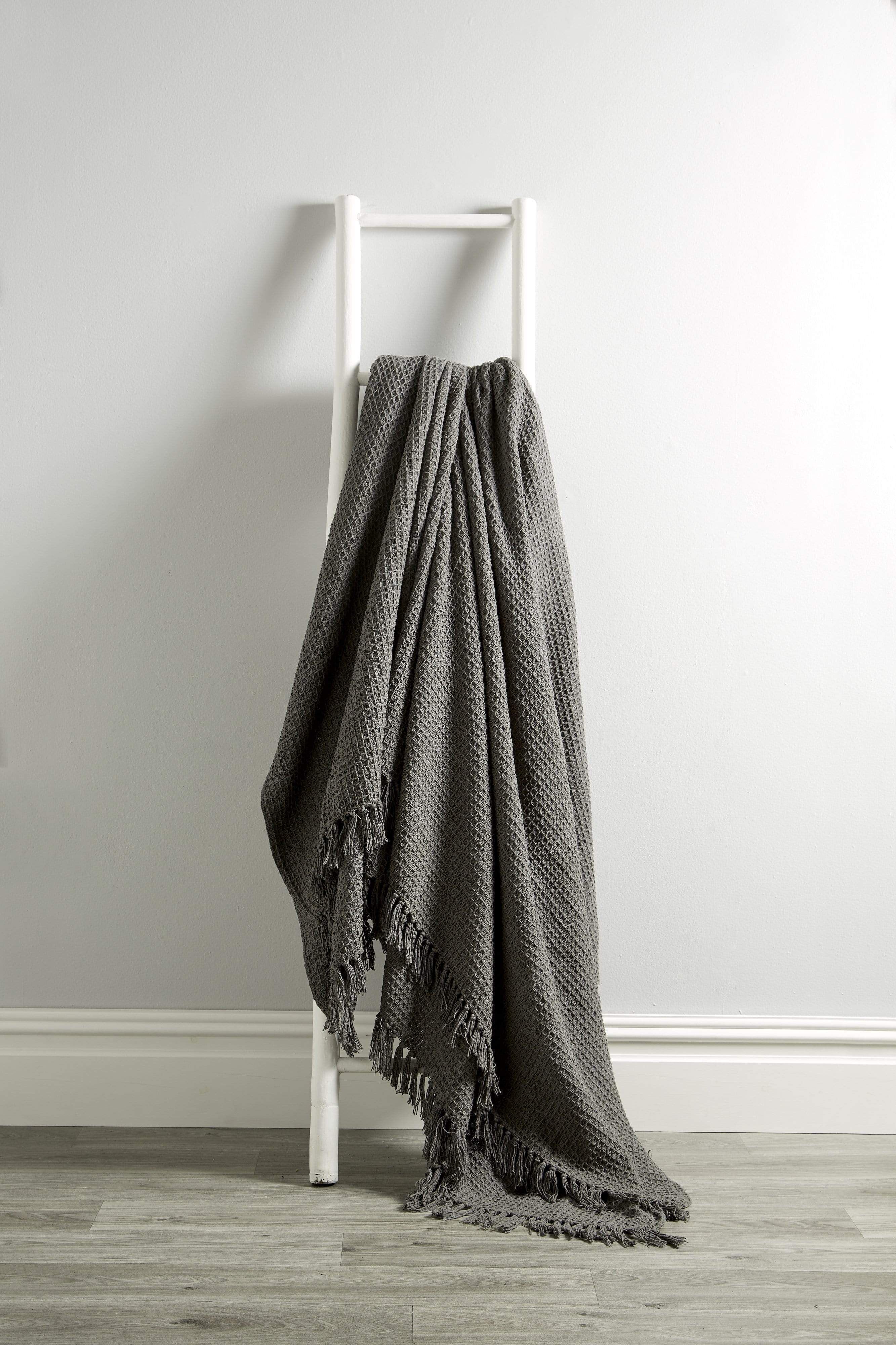 Lisbon Pure Indian Cotton Handwoven Honeycomb Throw Blanket Luxurious Soft Lightweight Easycare Cover for Sofa Bed or Living Room Available in 10 Colours and Sizes