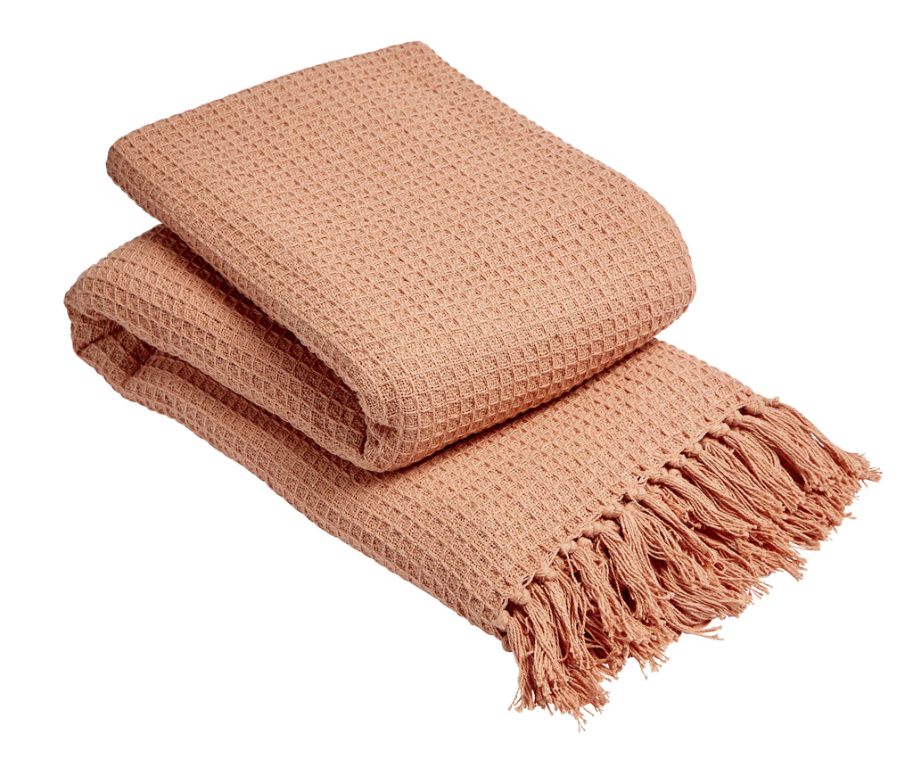 Lisbon Pure Indian Cotton Handwoven Honeycomb Throw Blanket Luxurious Soft Lightweight Easycare Cover for Sofa Bed or Living Room Available in 10 Colours and Sizes
