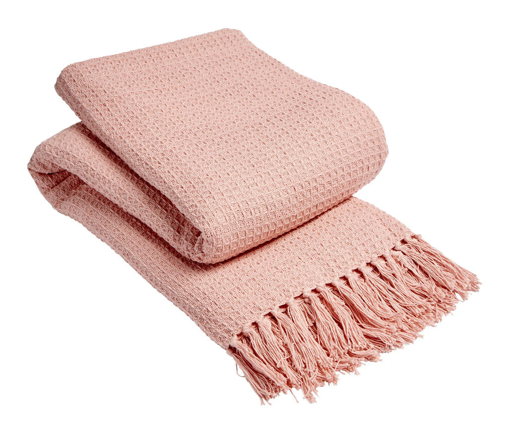 Lisbon Pure Indian Cotton Handwoven Honeycomb Throw Blanket Luxurious Soft Lightweight Easycare Cover for Sofa Bed or Living Room Available in 10 Colours and Sizes