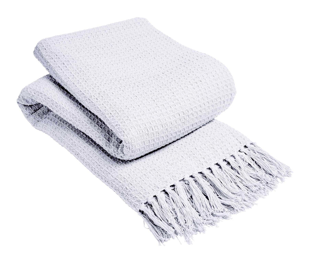 Lisbon Pure Indian Cotton Handwoven Honeycomb Throw Blanket Luxurious Soft Lightweight Easycare Cover for Sofa Bed or Living Room Available in 10 Colours and Sizes