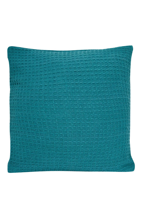 lisbon-pure-indian-cotton-handwoven-honeycomb-vibrant-cushion-covers-for-indoor-outdoor-use-in-grey-ochre-navy-teal-silver-pink-17x17-and-24x24-inches-by-olivia-rocco-teal-43-x-43-cm - Bobobiy