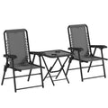 Three-Piece Garden Table and Chair Set - Dark Grey - Bobobiy
