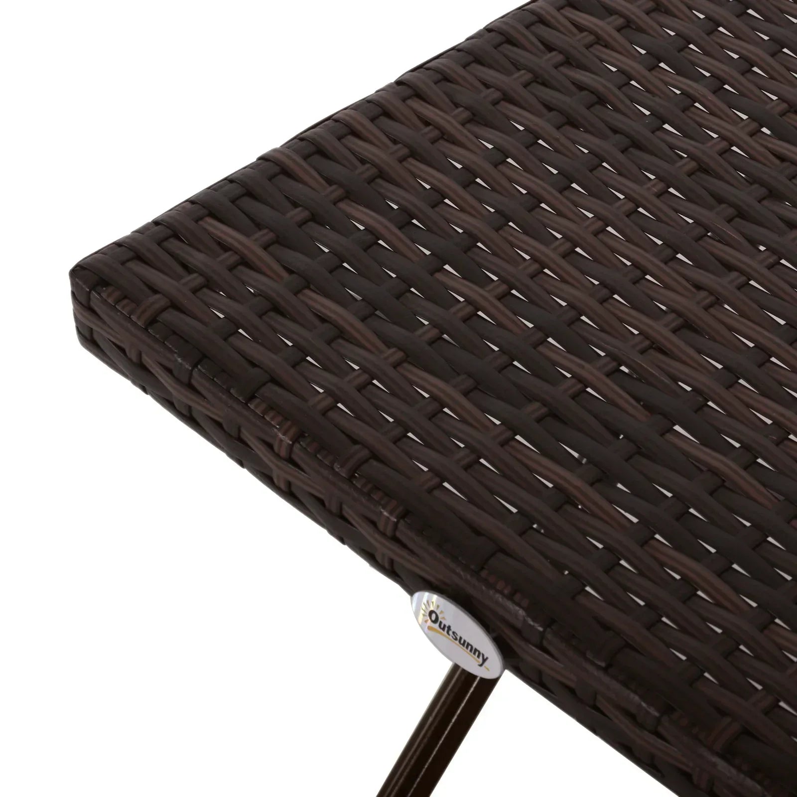 Folding Rattan Garden Coffee Table, Small Square Outdoor Bistro Side Table with Rattan Top for Patio, Balcony, Porch, 40 x 40 x 40 cm, Brown - Bobobiy
