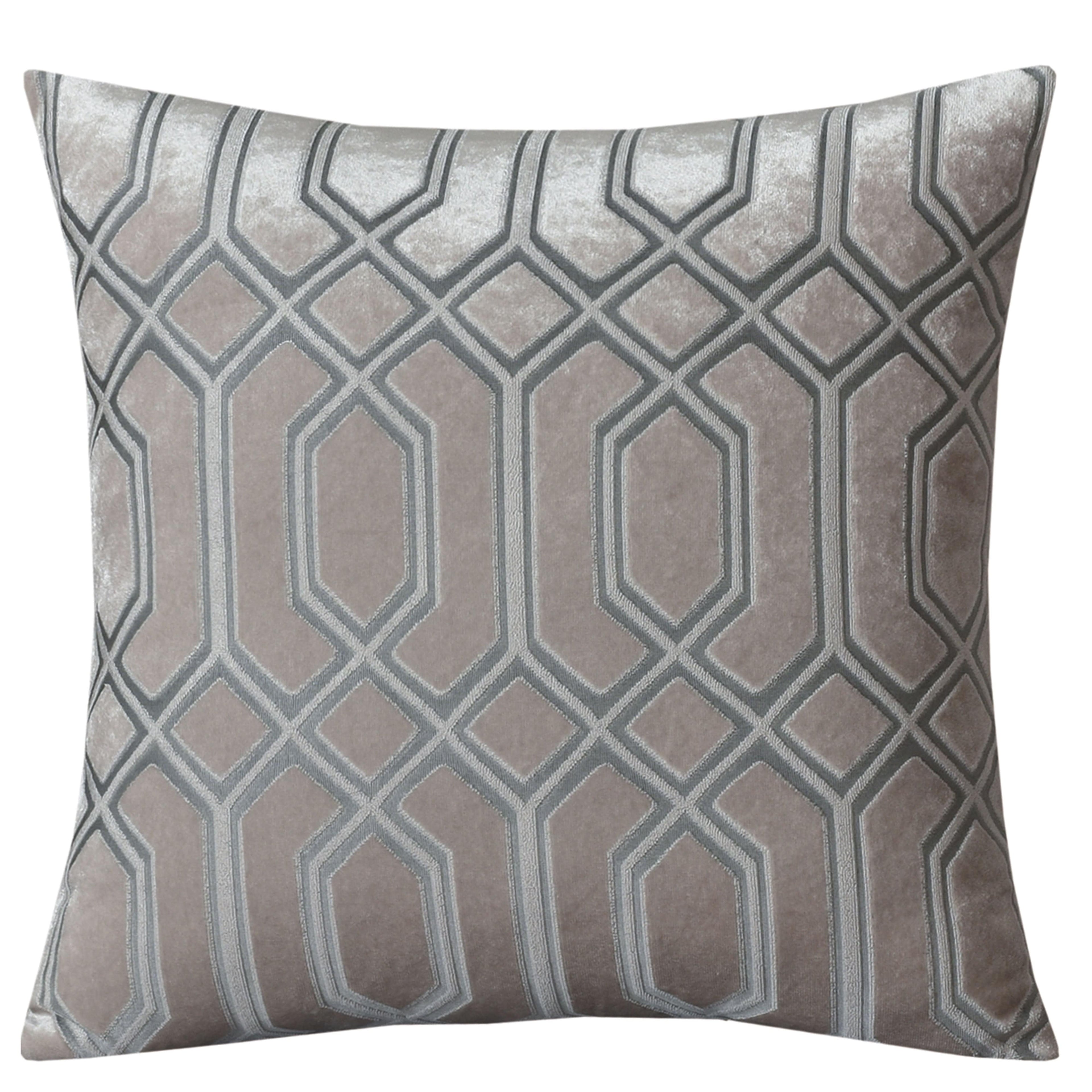 Luxe Geo Velvet Cushion Covers 2 Pack Champagne Geometric Decorative Cushions for Sofa Bed & Living Room