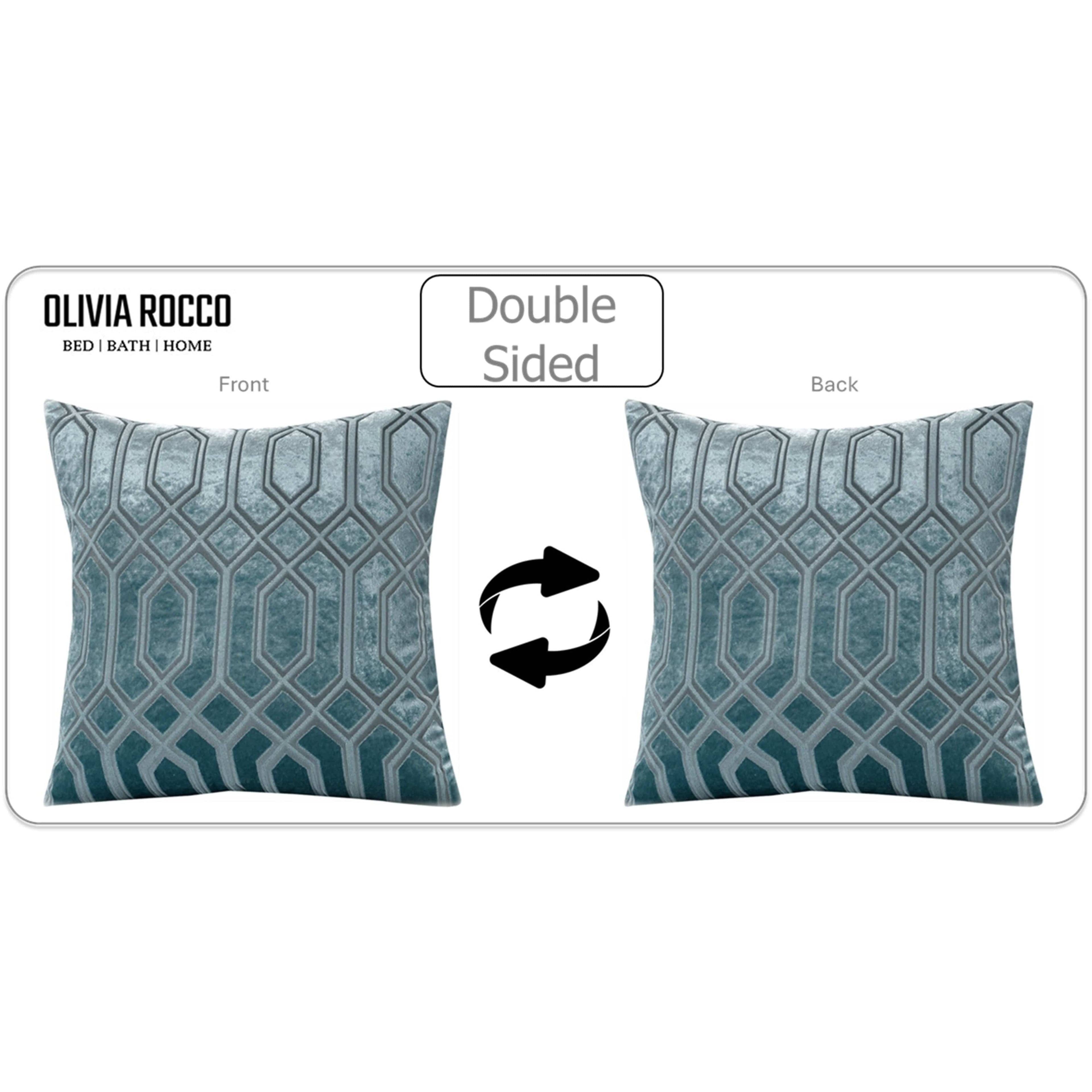Luxe Geo Velvet Cushion Covers 2 Pack Teal Geometric Decorative Cushions for Sofa Bed & Living Room