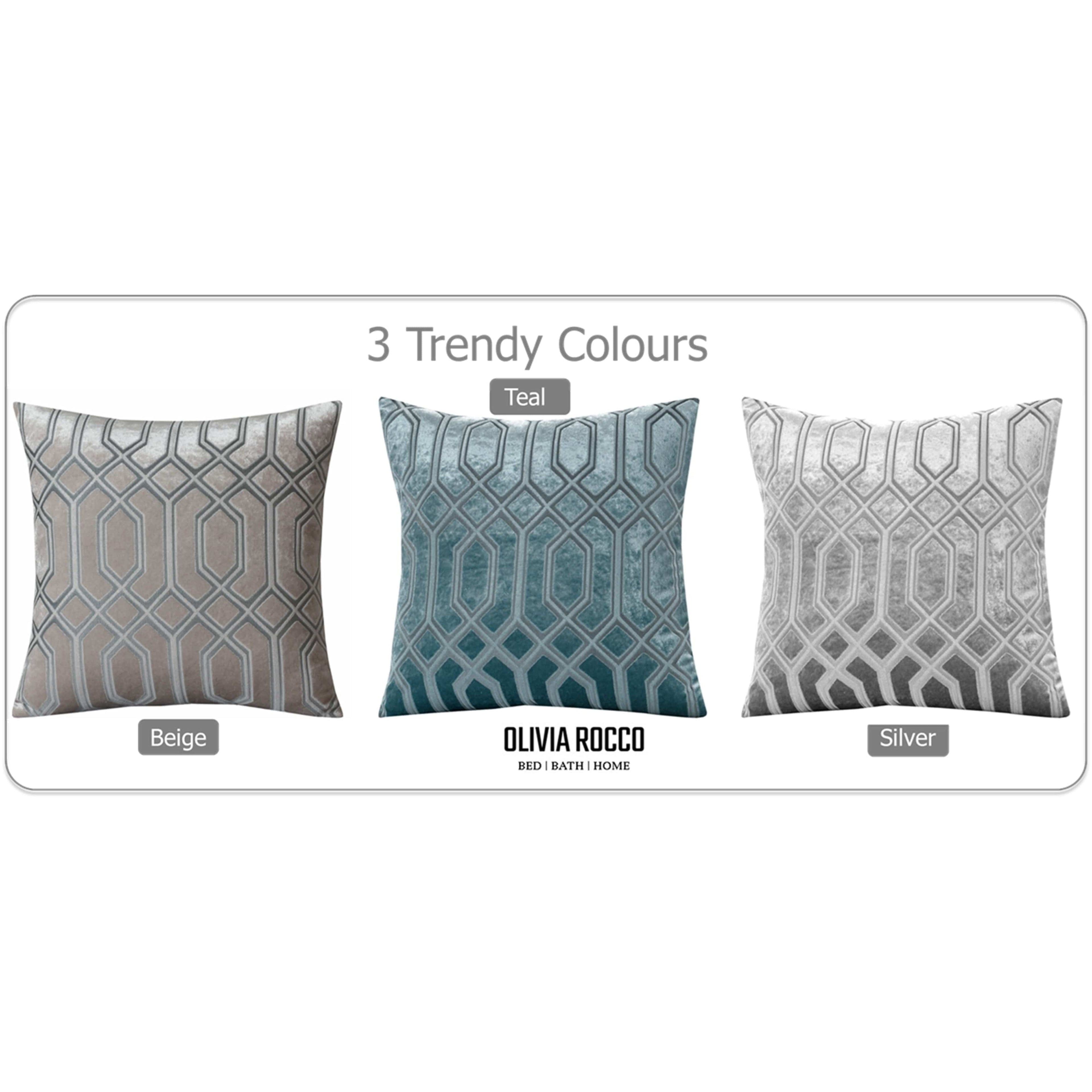 Luxe Geo Velvet Cushion Covers 2 Pack Teal Geometric Decorative Cushions for Sofa Bed & Living Room