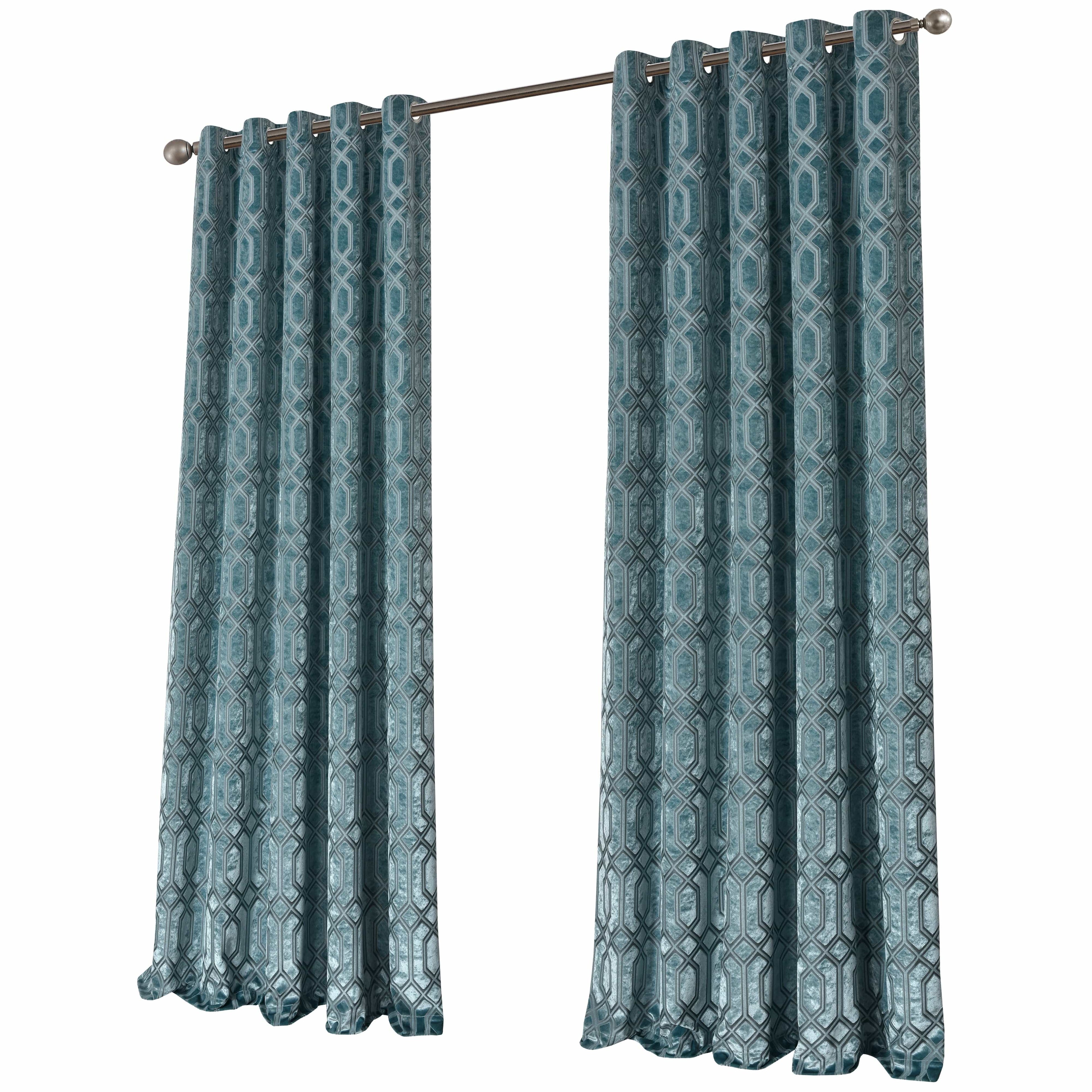 Luxe Geo Velvet Eyelet Curtains Teal Thermal Insulated Soundproof Light Blocking Drapes for Bedroom & Lounge