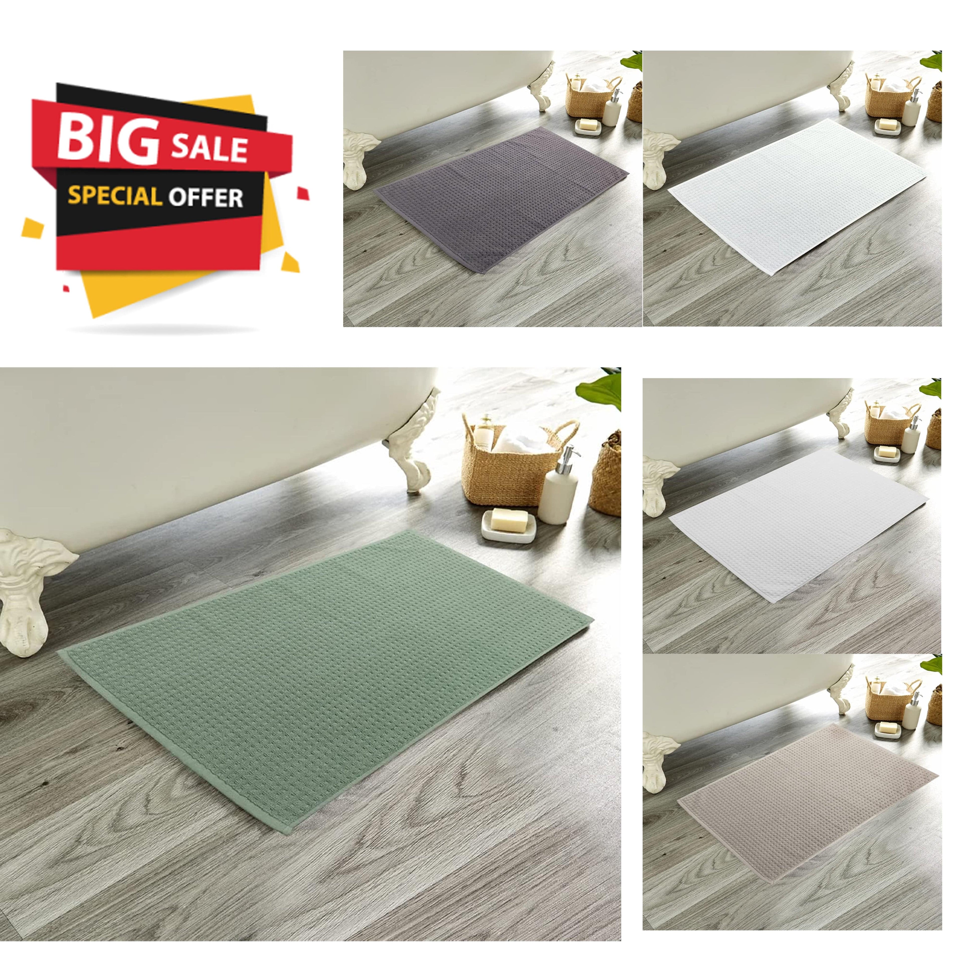 Pack of 3 Luxe Ultra-Soft Deep Cotton Pile Bathmats Handcrafted Eco-Friendly Absorbent Quick-Drying Premium Cotton Rug for Bathroom Decor