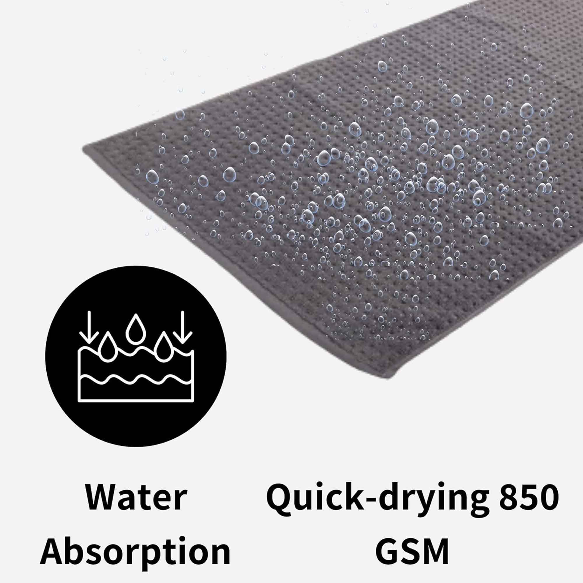 Pack of 3 Luxe Ultra-Soft Deep Cotton Pile Bathmats Handcrafted Eco-Friendly Absorbent Quick-Drying Premium Cotton Rug for Bathroom Decor