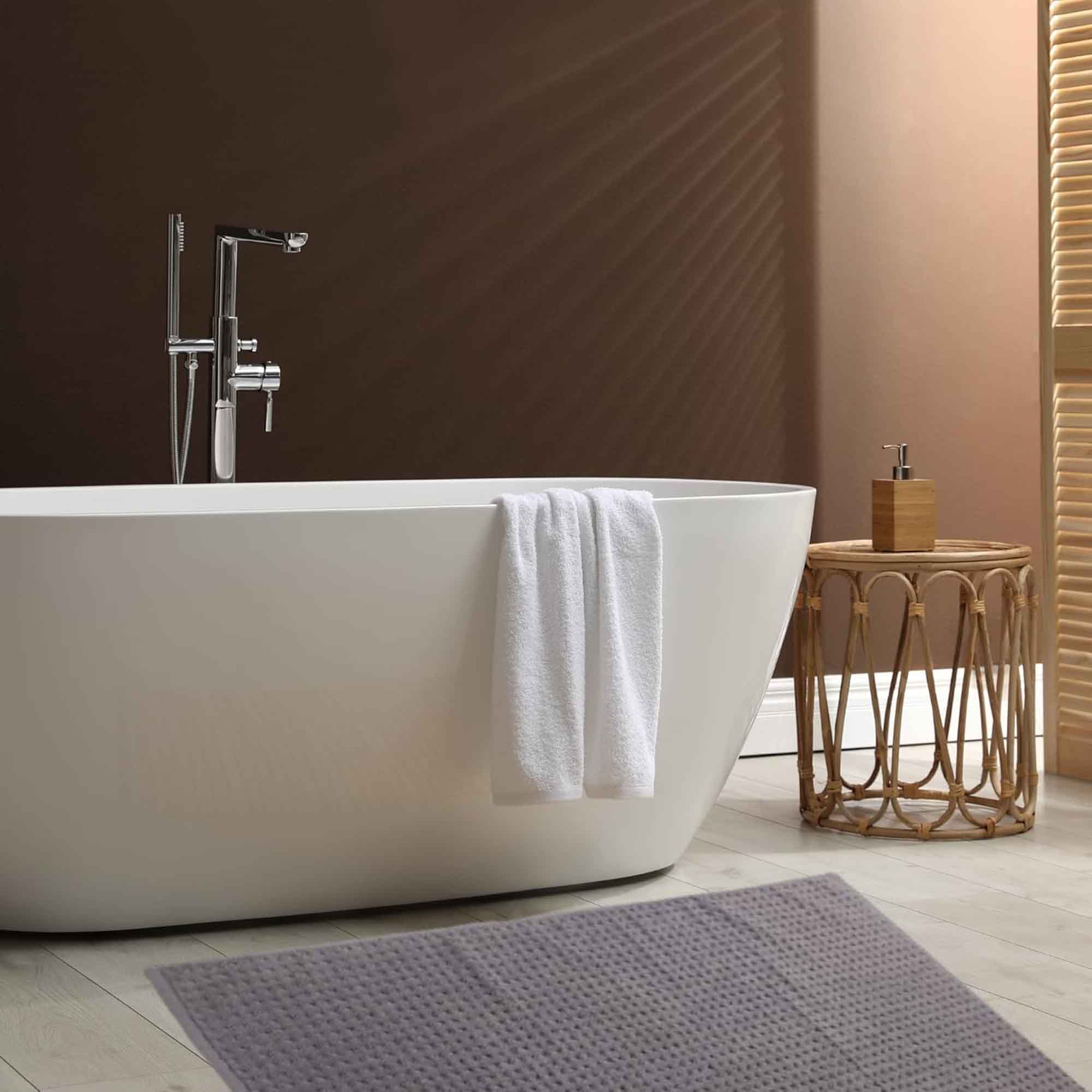 Pack of 3 Luxe Ultra-Soft Deep Cotton Pile Bathmats Handcrafted Eco-Friendly Absorbent Quick-Drying Premium Cotton Rug for Bathroom Decor