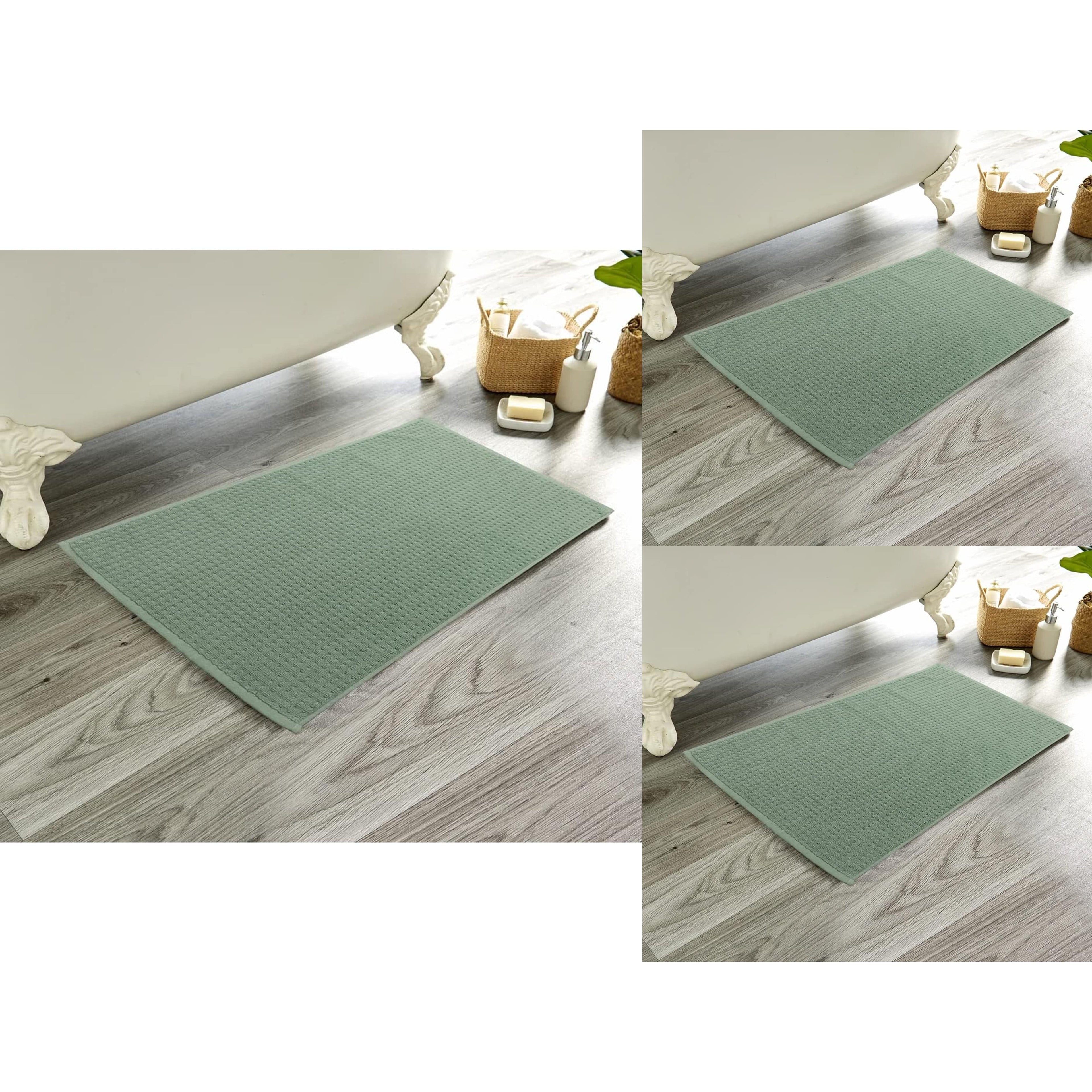 Pack of 3 Luxe Ultra-Soft Deep Cotton Pile Bathmats Handcrafted Eco-Friendly Absorbent Quick-Drying Premium Cotton Rug for Bathroom Decor