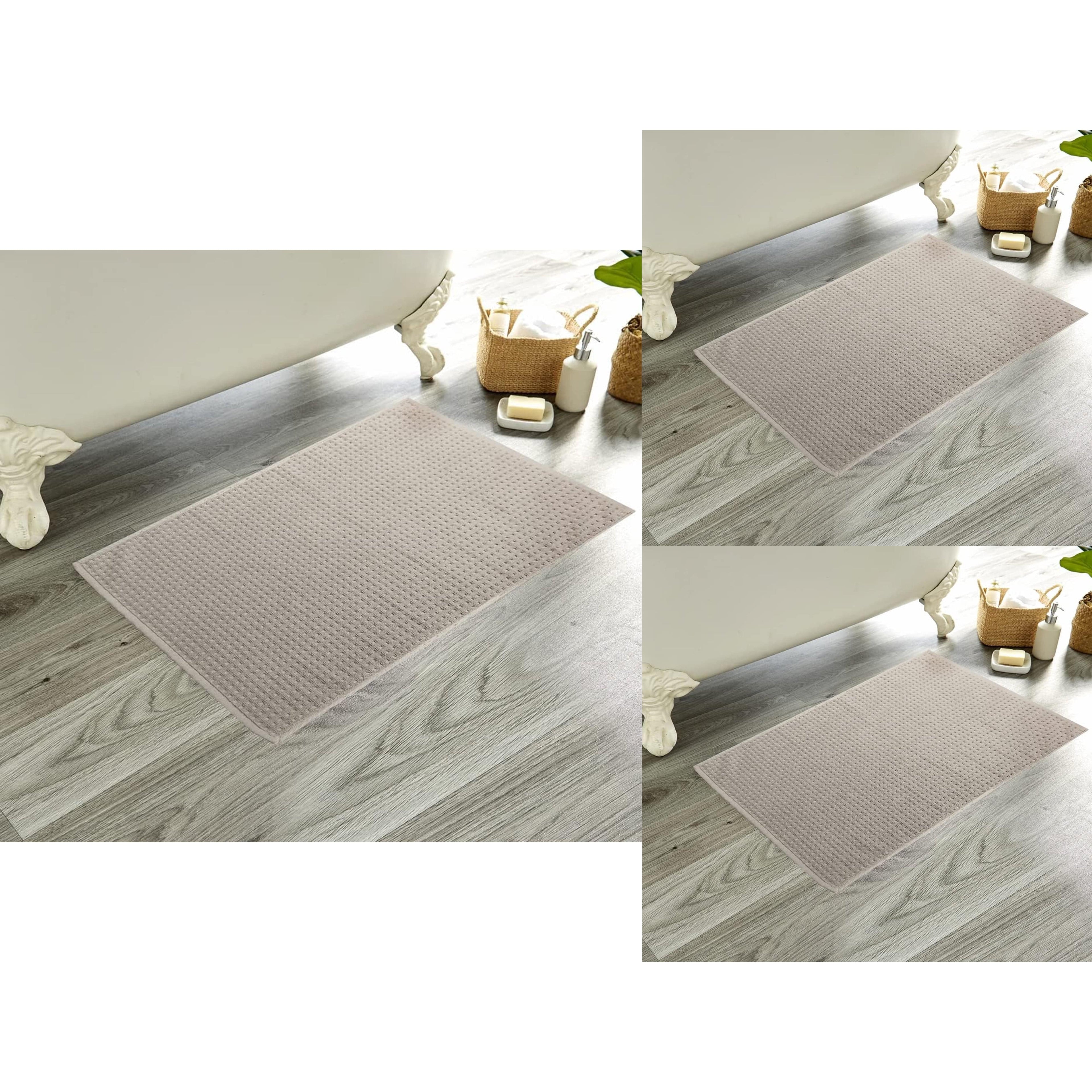 Pack of 3 Luxe Ultra-Soft Deep Cotton Pile Bathmats Handcrafted Eco-Friendly Absorbent Quick-Drying Premium Cotton Rug for Bathroom Decor