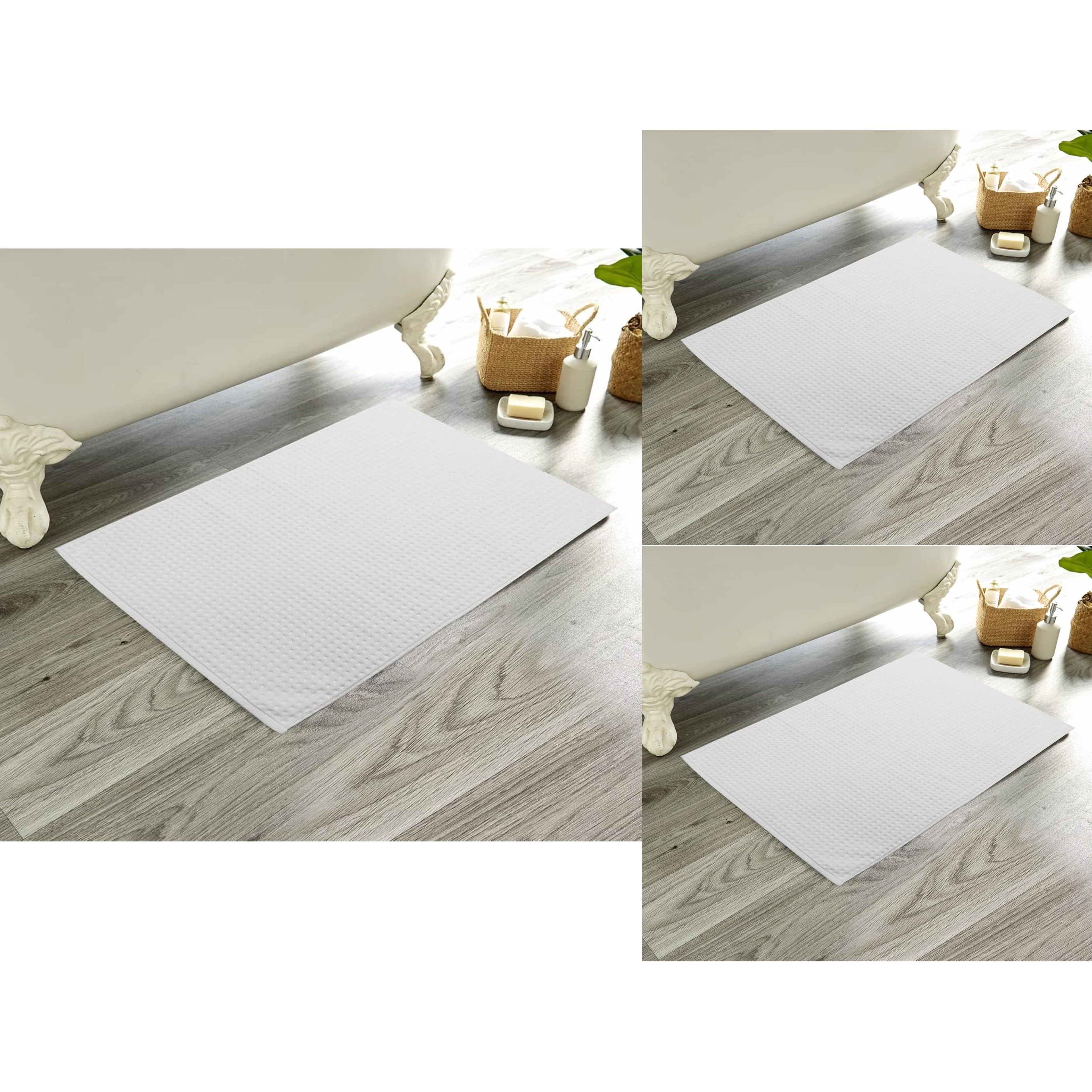 Pack of 3 Luxe Ultra-Soft Deep Cotton Pile Bathmats Handcrafted Eco-Friendly Absorbent Quick-Drying Premium Cotton Rug for Bathroom Decor