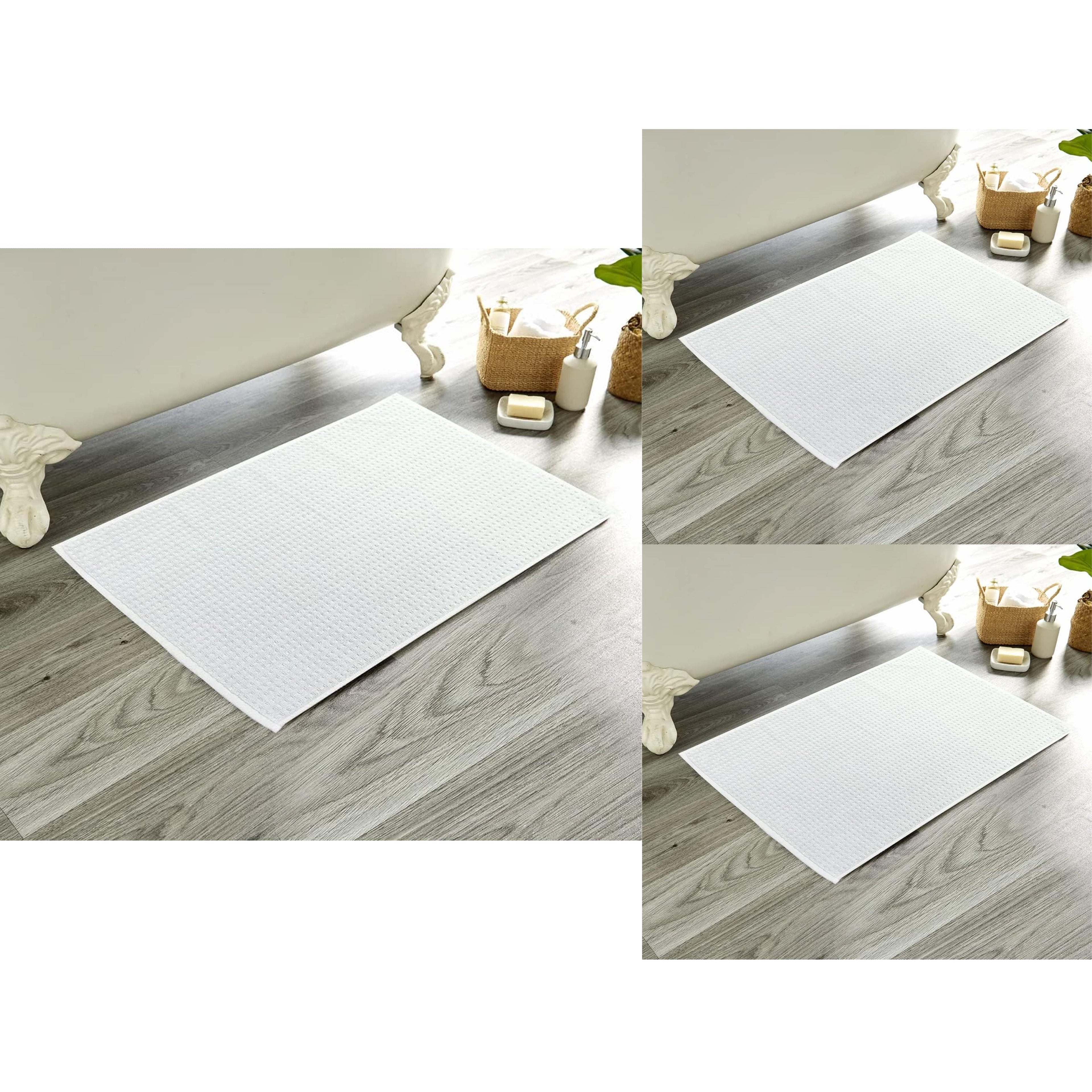 Pack of 3 Luxe Ultra-Soft Deep Cotton Pile Bathmats Handcrafted Eco-Friendly Absorbent Quick-Drying Premium Cotton Rug for Bathroom Decor