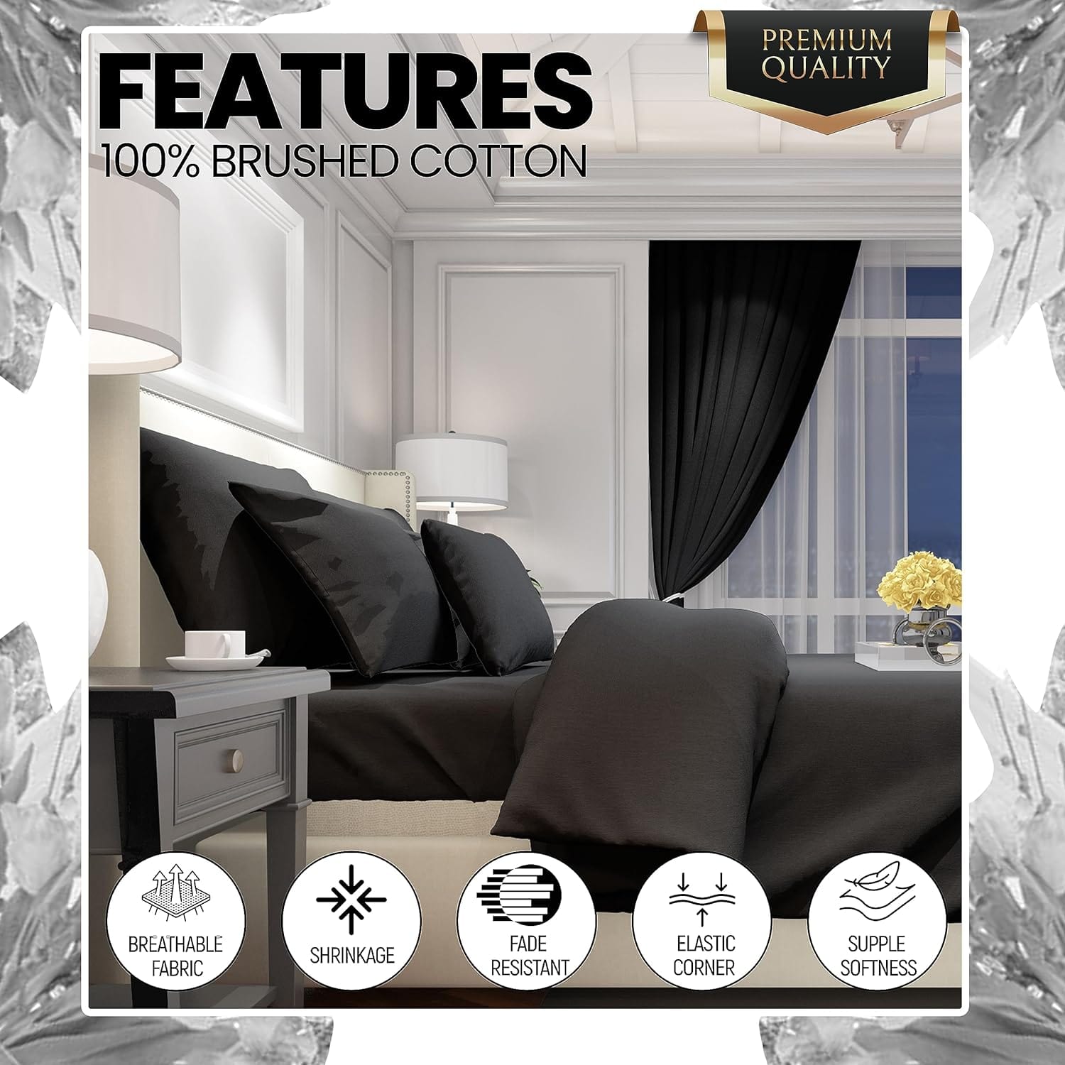 Luxurious Brushed Cotton Easycare Flannelette Fitted Sheets Super Soft Elastic-Fitted Design for Warm Comfortable Sleep Multiple Sizes