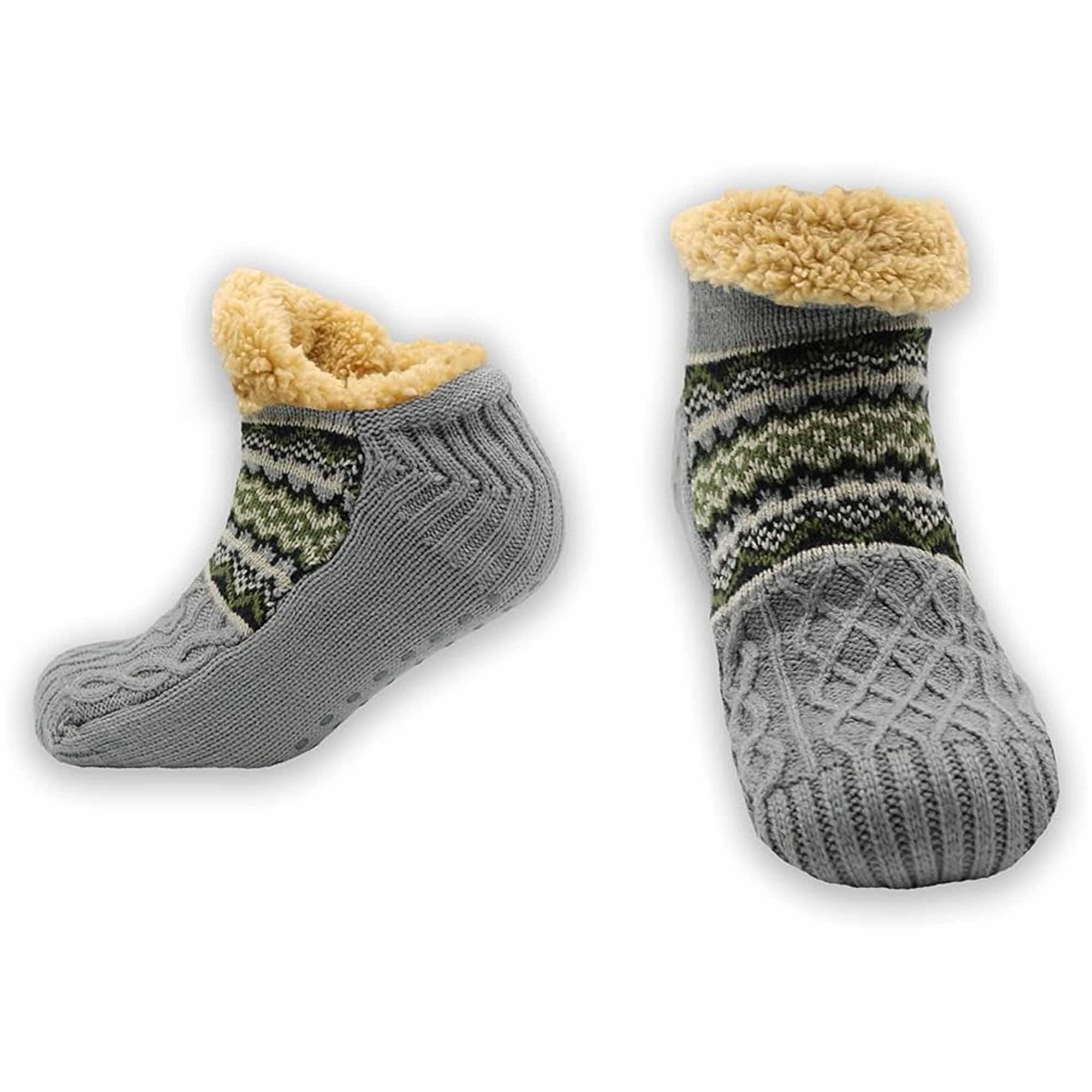 luxurious-nordic-fluffy-sherpa-lined-slipper-socks-for-men-and-women-warm-non-slip-indoor-winter-house-shoes-fair-isle-black-navy-grey-uk-4-7-8-12-by-sock-stack-s-m-fair-isle-navy-soc - Bobobiy