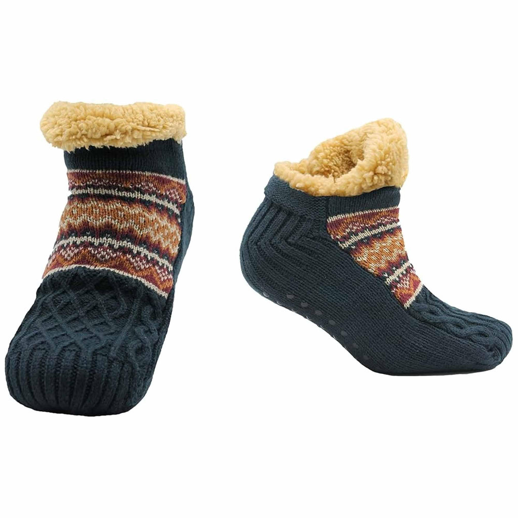 luxurious-nordic-fluffy-sherpa-lined-slipper-socks-for-men-and-women-warm-non-slip-indoor-winter-house-shoes-fair-isle-black-navy-grey-uk-4-7-8-12-by-sock-stack-socks-1178179951 - Bobobiy