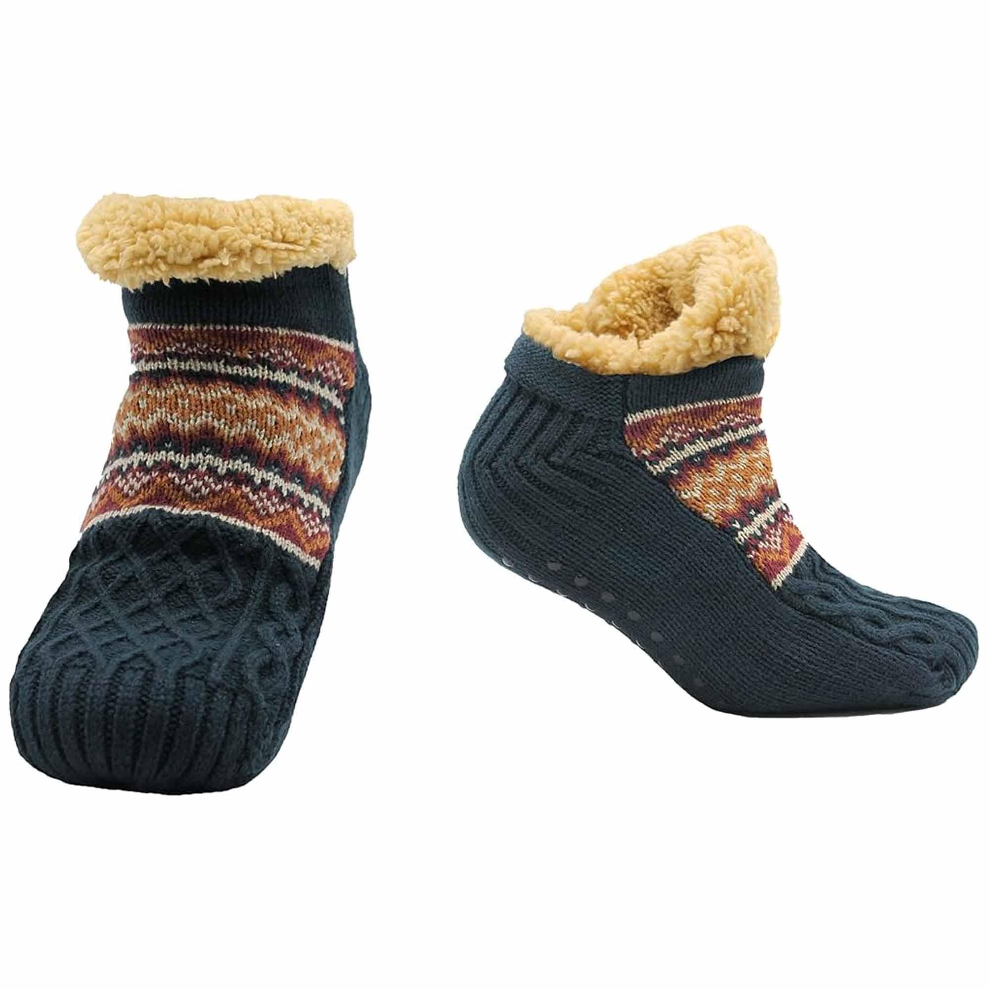 luxurious-nordic-fluffy-sherpa-lined-slipper-socks-for-men-and-women-warm-non-slip-indoor-winter-house-shoes-fair-isle-black-navy-grey-uk-4-7-8-12-by-sock-stack-socks-1178179951 - Bobobiy