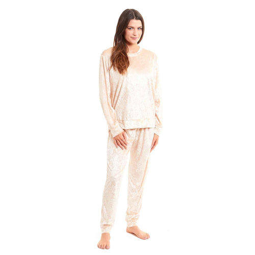 luxurious-women-s-soft-crushed-velvet-pyjama-set-comfortable-loungewear-stylish-nightwear-with-elasticated-waistband-multiple-sizes-daisy-dreamer-small-uk-8-10-gold-pyjamas-1182572935 - Bobobiy