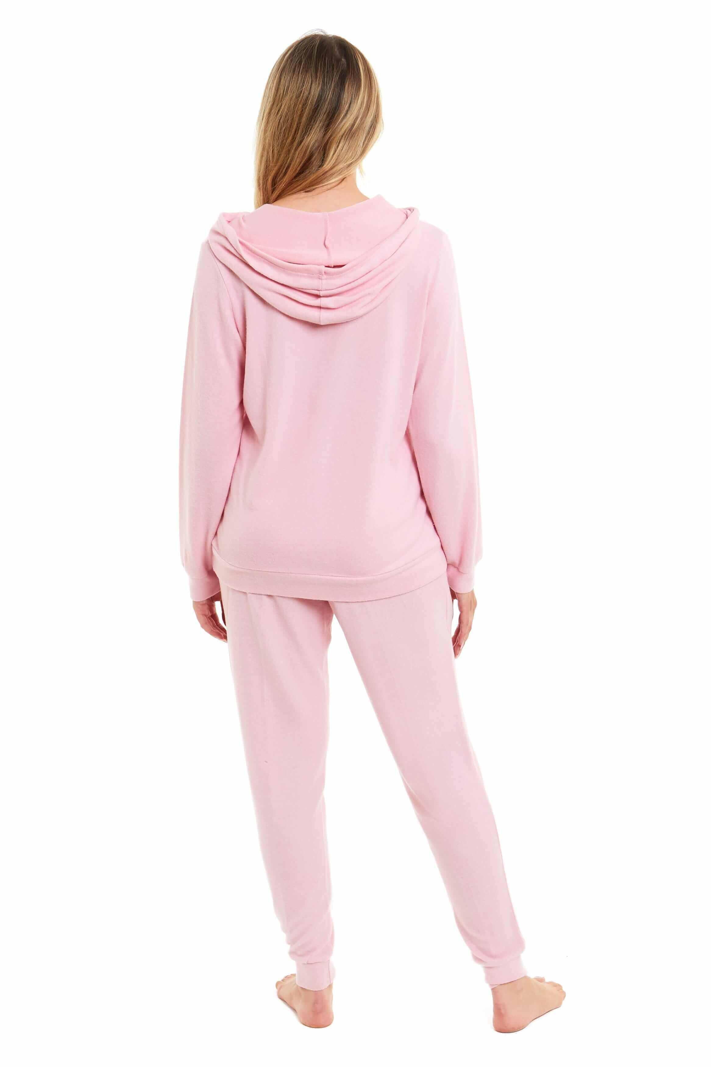 luxurious-womens-pink-grey-cosy-hooded-pyjama-set-soft-comfortable-stretchable-loungewear-long-sleeve-hoodie-and-pants-ideal-gift-daisy-dreamer-pyjamas-1176513687 - Bobobiy