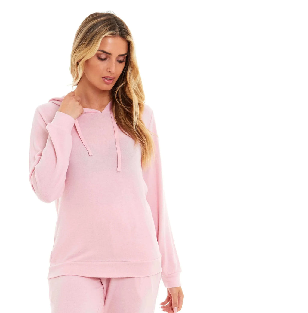 luxurious-womens-pink-grey-cosy-hooded-pyjama-set-soft-comfortable-stretchable-loungewear-long-sleeve-hoodie-and-pants-ideal-gift-daisy-dreamer-pyjamas-1176513688 - Bobobiy