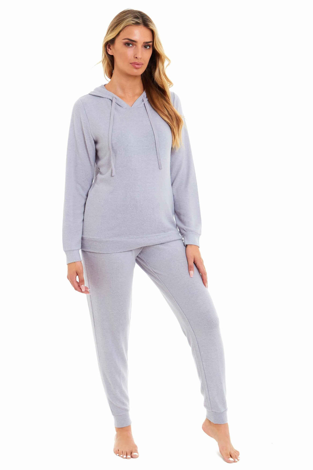 luxurious-womens-pink-grey-cosy-hooded-pyjama-set-soft-comfortable-stretchable-loungewear-long-sleeve-hoodie-and-pants-ideal-gift-daisy-dreamer-pyjamas-1176513695 - Bobobiy