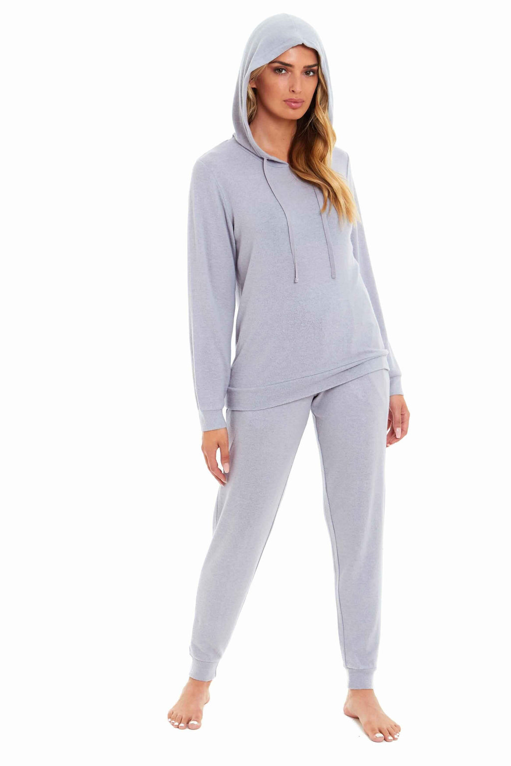 luxurious-womens-pink-grey-cosy-hooded-pyjama-set-soft-comfortable-stretchable-loungewear-long-sleeve-hoodie-and-pants-ideal-gift-daisy-dreamer-pyjamas-1176513697 - Bobobiy