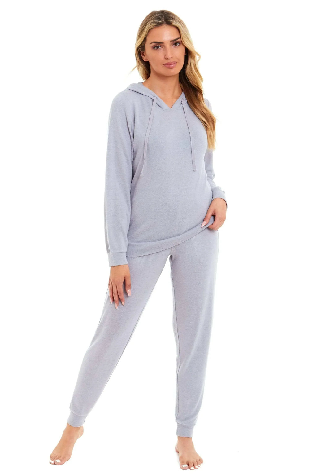 luxurious-womens-pink-grey-cosy-hooded-pyjama-set-soft-comfortable-stretchable-loungewear-long-sleeve-hoodie-and-pants-ideal-gift-daisy-dreamer-pyjamas-1176513698 - Bobobiy