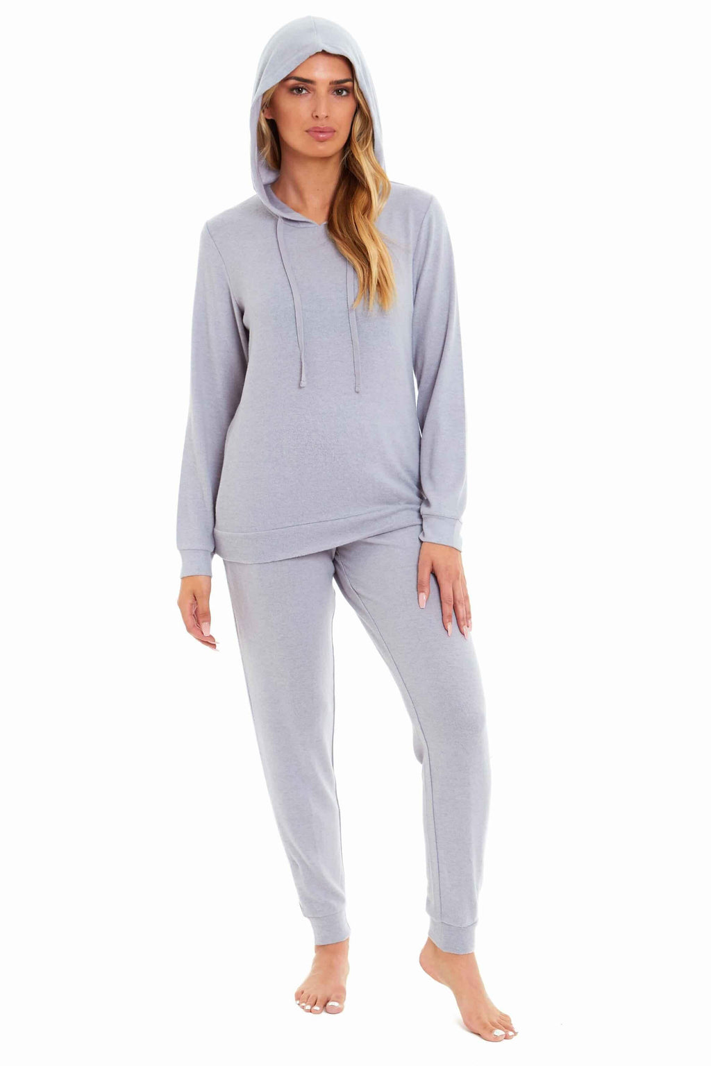 luxurious-womens-pink-grey-cosy-hooded-pyjama-set-soft-comfortable-stretchable-loungewear-long-sleeve-hoodie-and-pants-ideal-gift-daisy-dreamer-small-uk-8-10-grey-pyjamas-1176513701 - Bobobiy