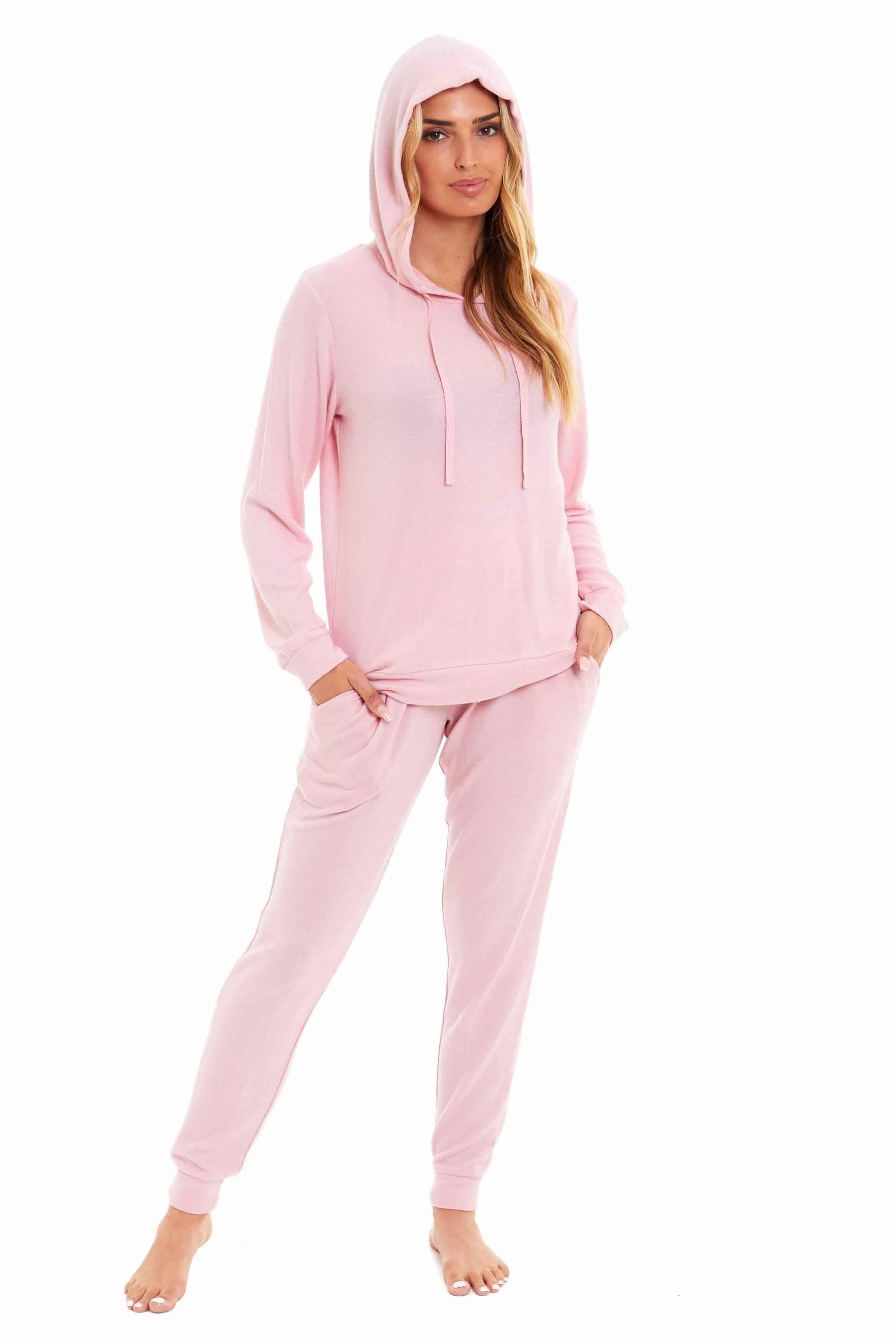 luxurious-womens-pink-grey-cosy-hooded-pyjama-set-soft-comfortable-stretchable-loungewear-long-sleeve-hoodie-and-pants-ideal-gift-daisy-dreamer-small-uk-8-10-pink-pyjamas-1176513694 - Bobobiy