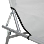 Sun lounger adjustable backrest mechanism with metal bars and black fabric strap