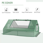 Dark green portable mini greenhouse with zipped front door and clear mesh windows