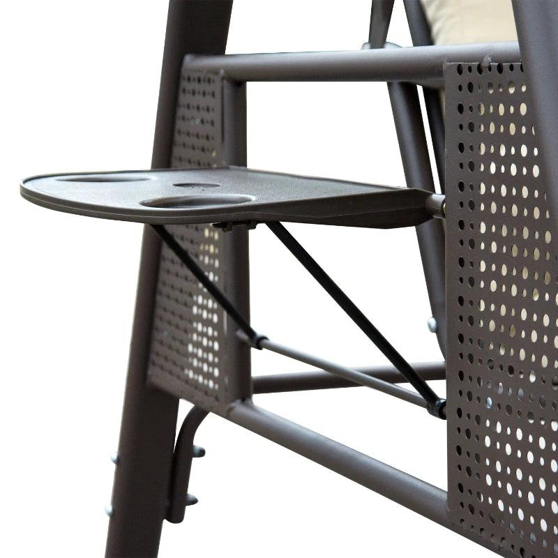 Swing Chair Hammock Chair 3 Seater Canopy Cushion Shelter Outdoor Bench Steel Beige