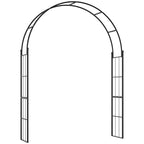 Black metal garden arch trellis with rectangular lattice side panels