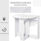 White drop-leaf table with smooth veneered tabletop and protective finish