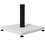 Rectangular parasol base with black pole holder on white wood-effect slab