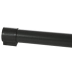 Close-up of black hammock stand tube end cap and connection bracket.