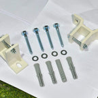 Awning installation hardware kit with brackets, screws, bolts, and washers