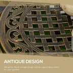 Bronze cast aluminium lattice tabletop with ornate floral pattern rim